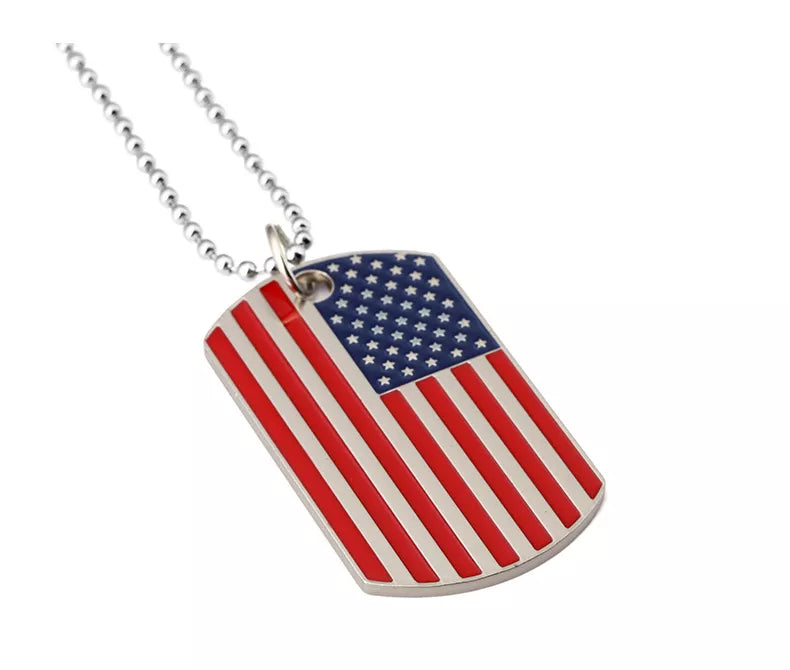 USA Flag Hip Hop Pendant Necklace
