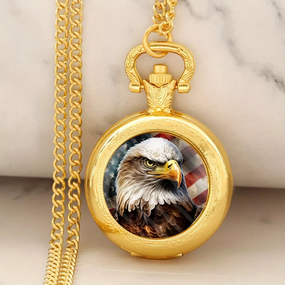 Vintage Eagle Bronze Pocket Watch with World Time – Quartz Movement