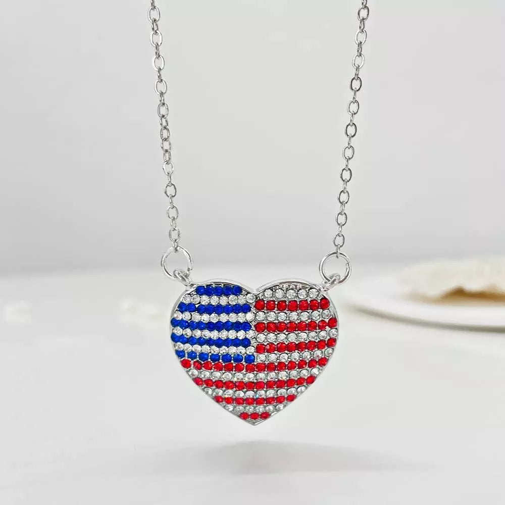 Patriotic USA Flag Pendant Necklace