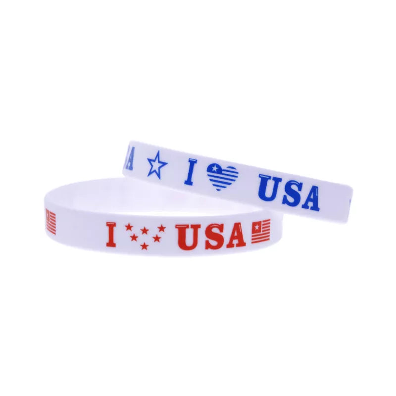 Patriotic “I Love USA” Silicone Wristband – 4th of July Bracelet