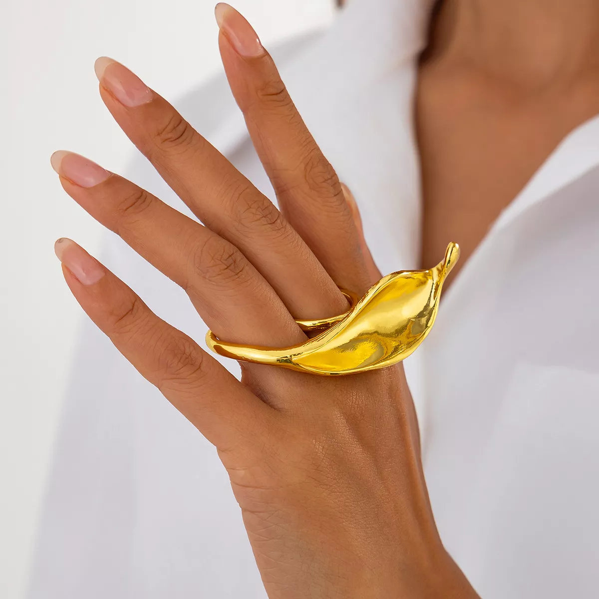 Vintage Gold Leaf Double Finger Ring