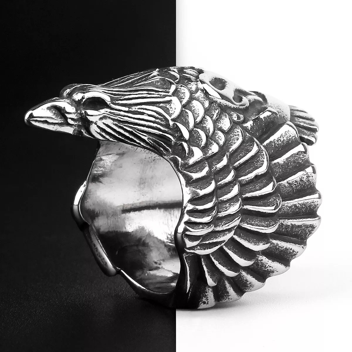 Stainless Steel Flying Eagle Ring for Men