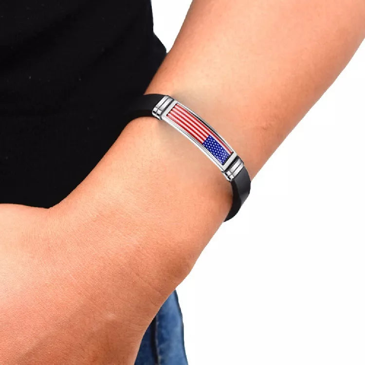 Patriotic Silicone Flag Bracelet for Men – 10 Countries Available
