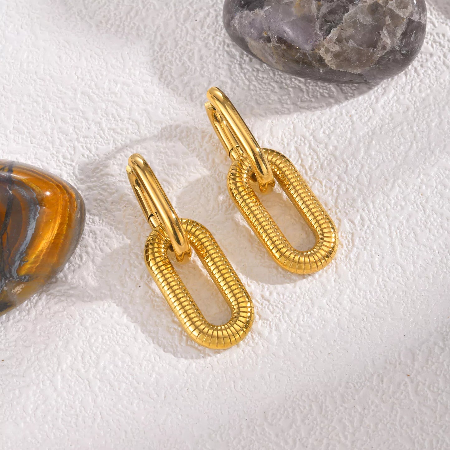 Gold Oval Hoop Earrings for Women