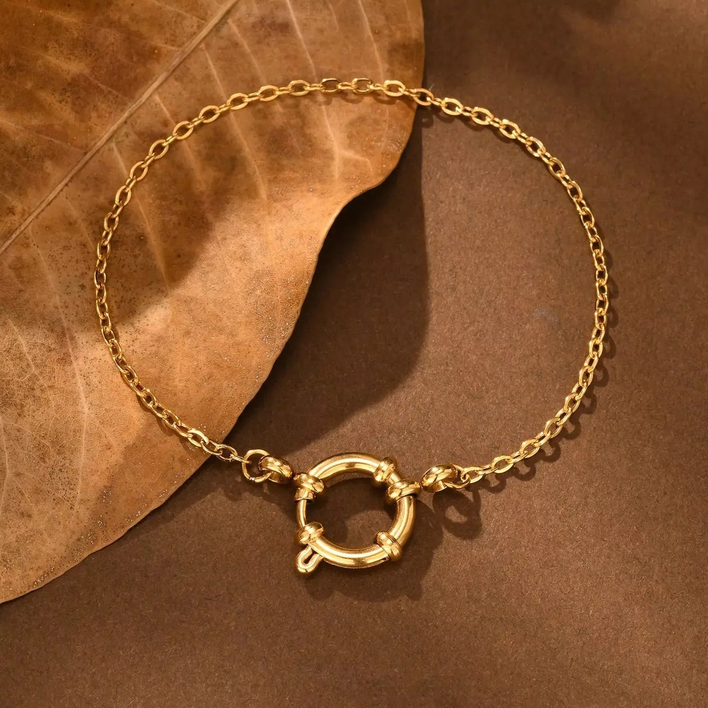 Gold Stainless Steel Small Square Chain Bracelet for Women, Trendy Daily Jewelry