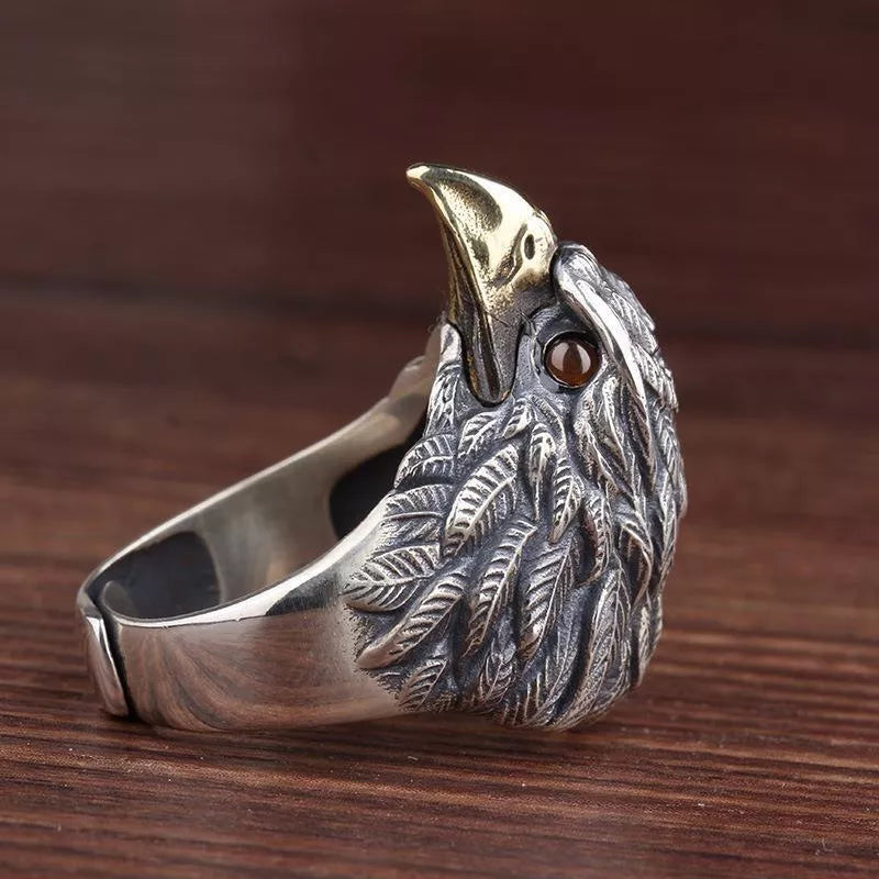 925 Sterling Silver Eagle Adjustable Ring