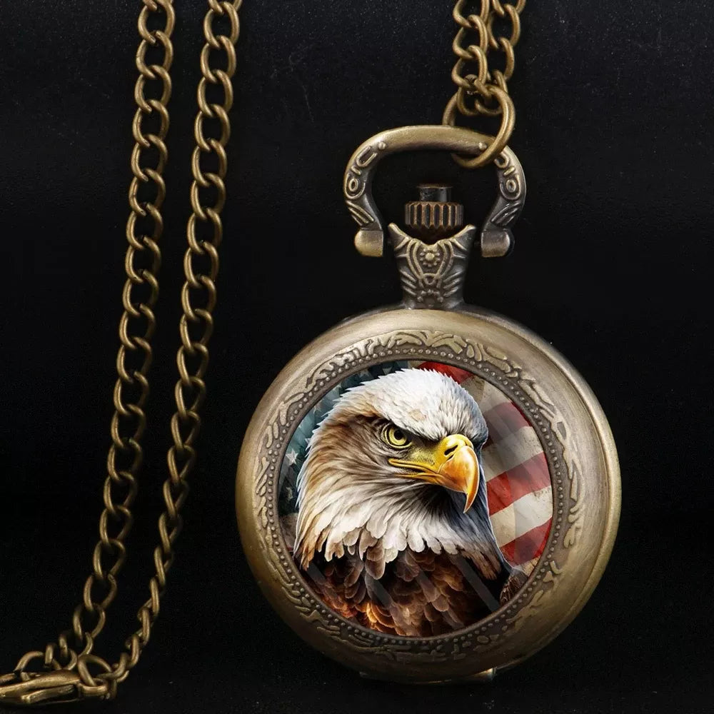 Vintage Eagle Bronze Pocket Watch with World Time – Quartz Movement