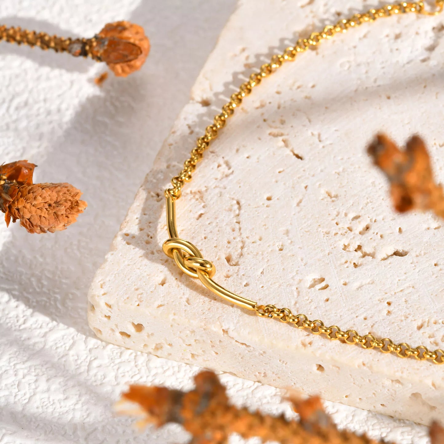 Gold Knot Link Chain Bracelet for Women