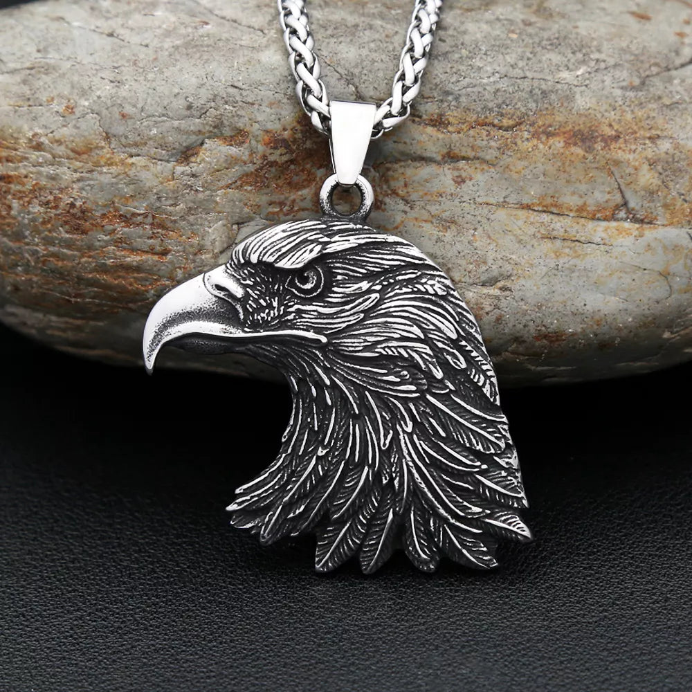 Gothic Eagle Head Pendant Necklace – Unisex Stainless Steel Punk Amulet