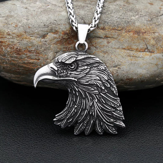 Gothic Eagle Head Pendant Necklace – Unisex Stainless Steel Punk Amulet