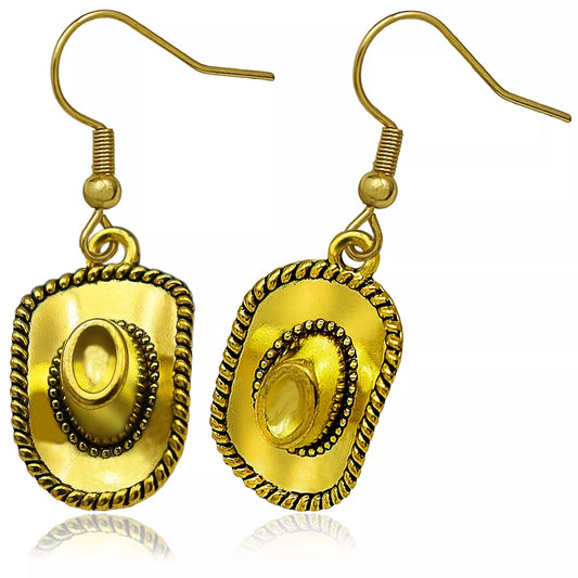 Western Cowboy Hat Drop Earrings