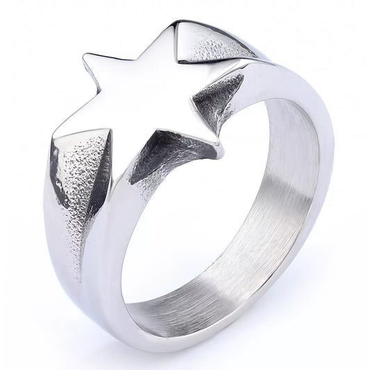 Vintage Six-Pointed Star Stainless Steel Rin