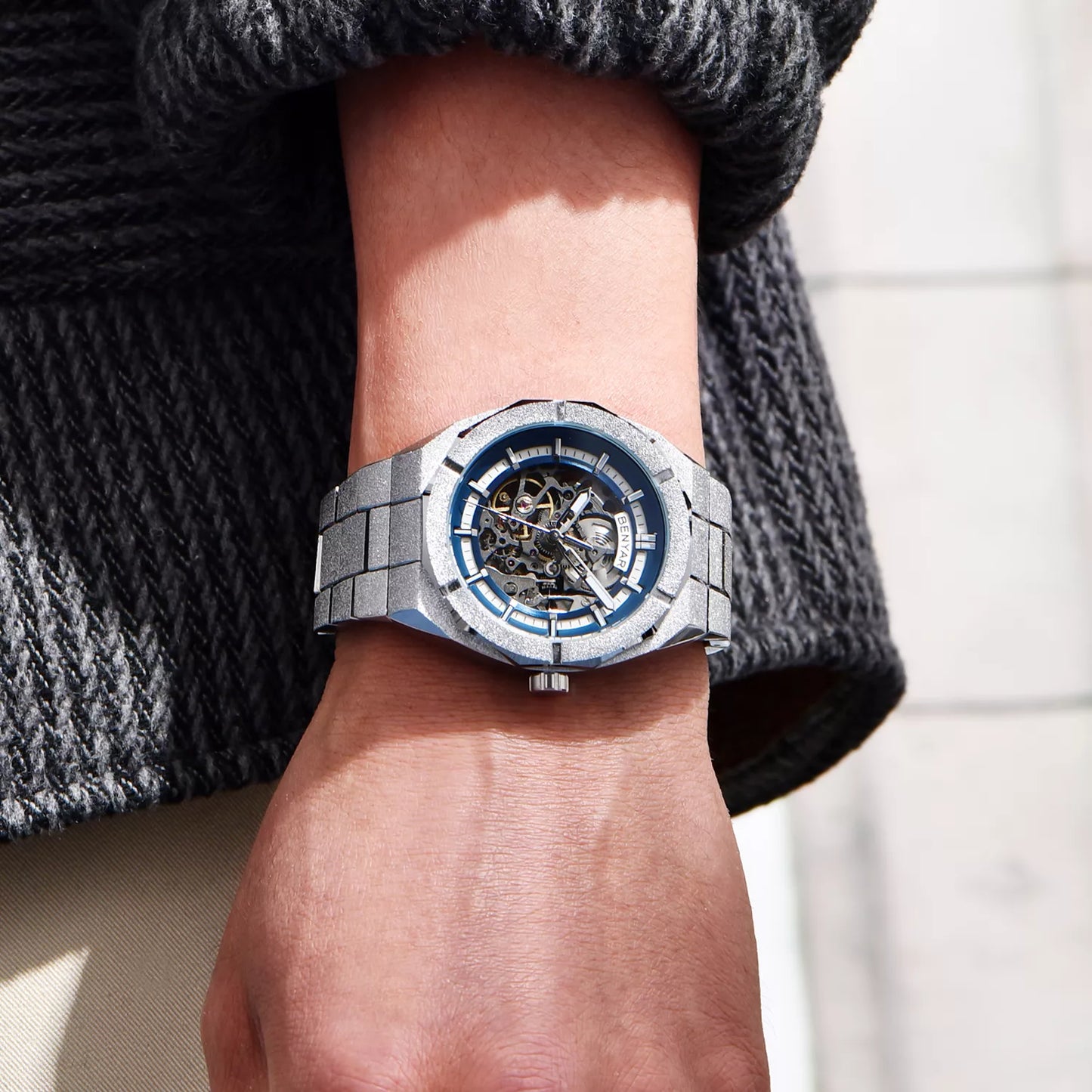 Luxury Skeleton Mechanical Watch for Men – Waterproof Stainless Steel Timepiece