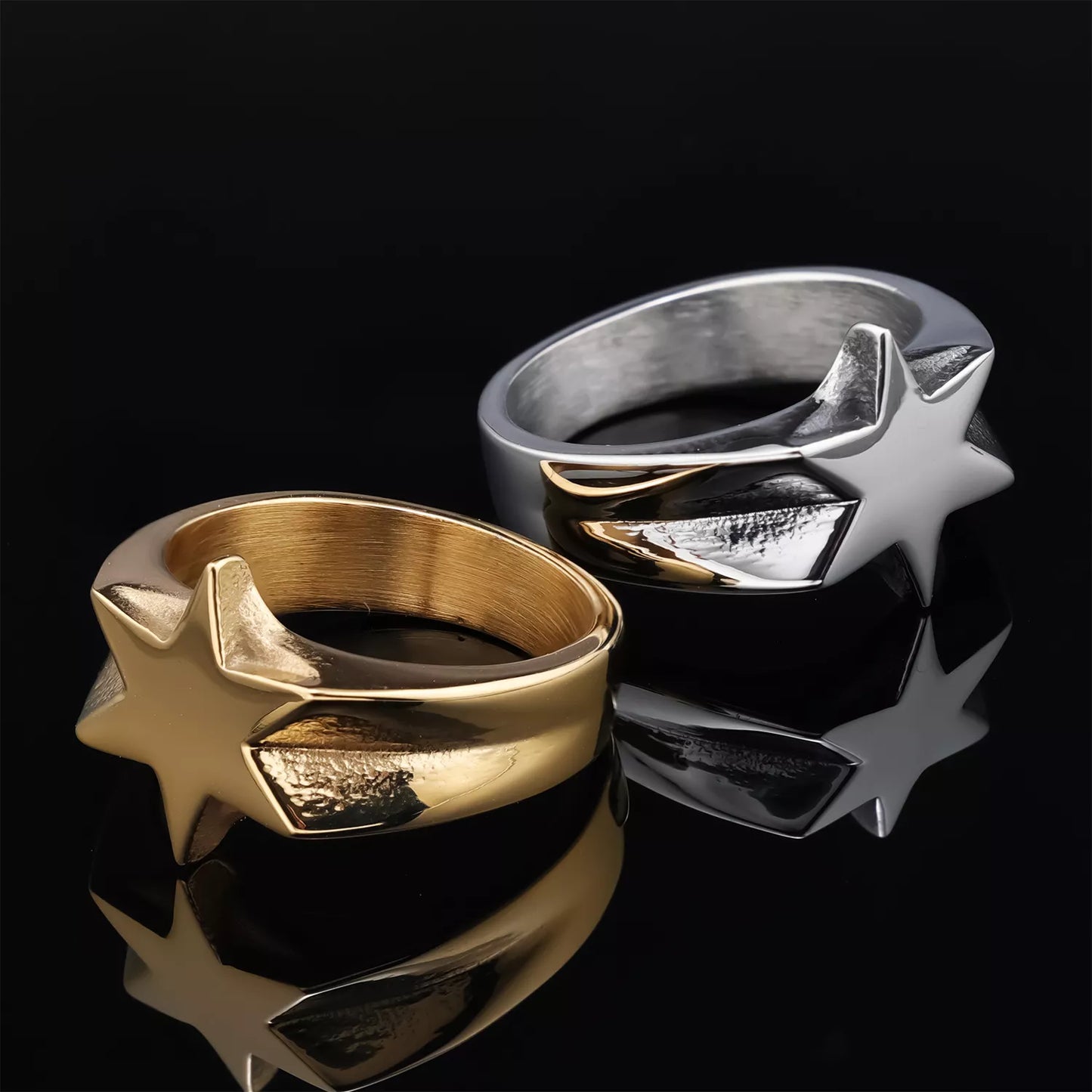 Vintage Six-Pointed Star Stainless Steel Rin