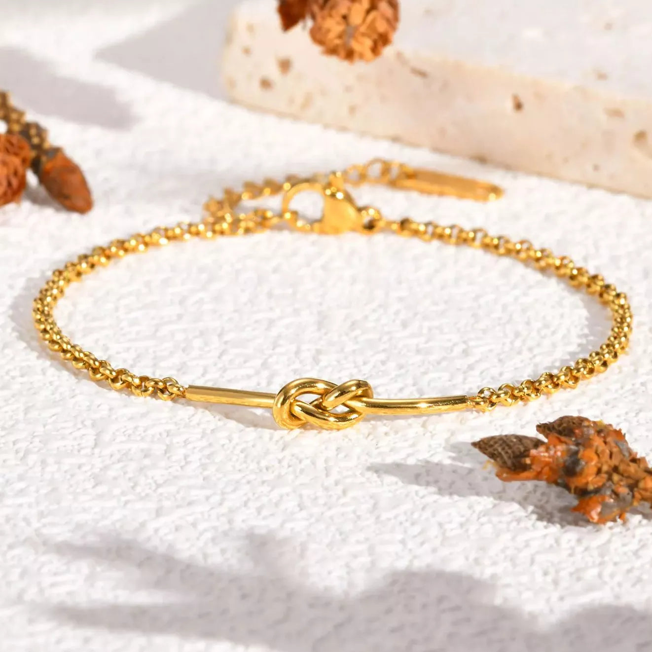 Gold Knot Link Chain Bracelet for Women