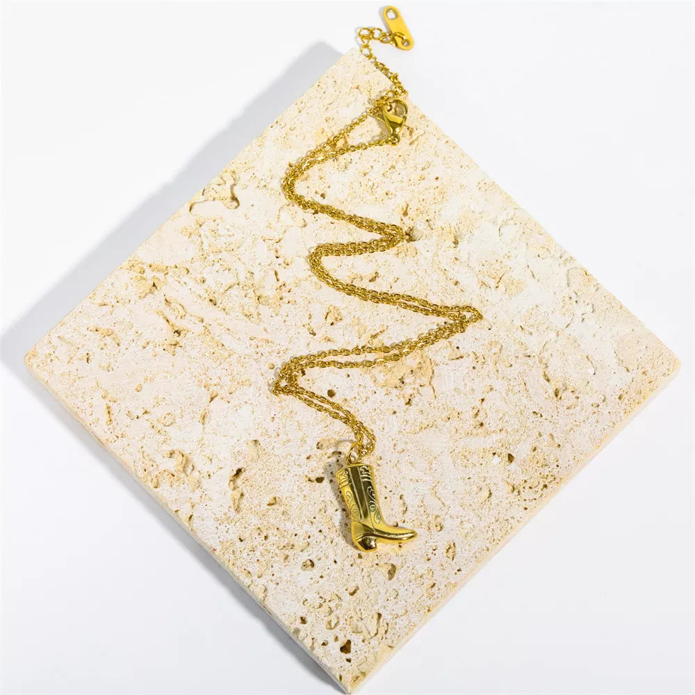 Vintage Cowboy Boots Pendant Necklace