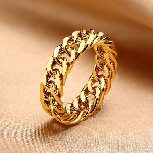 Women’s Trendy 6mm Cuban Chain Ring Stainless Steel