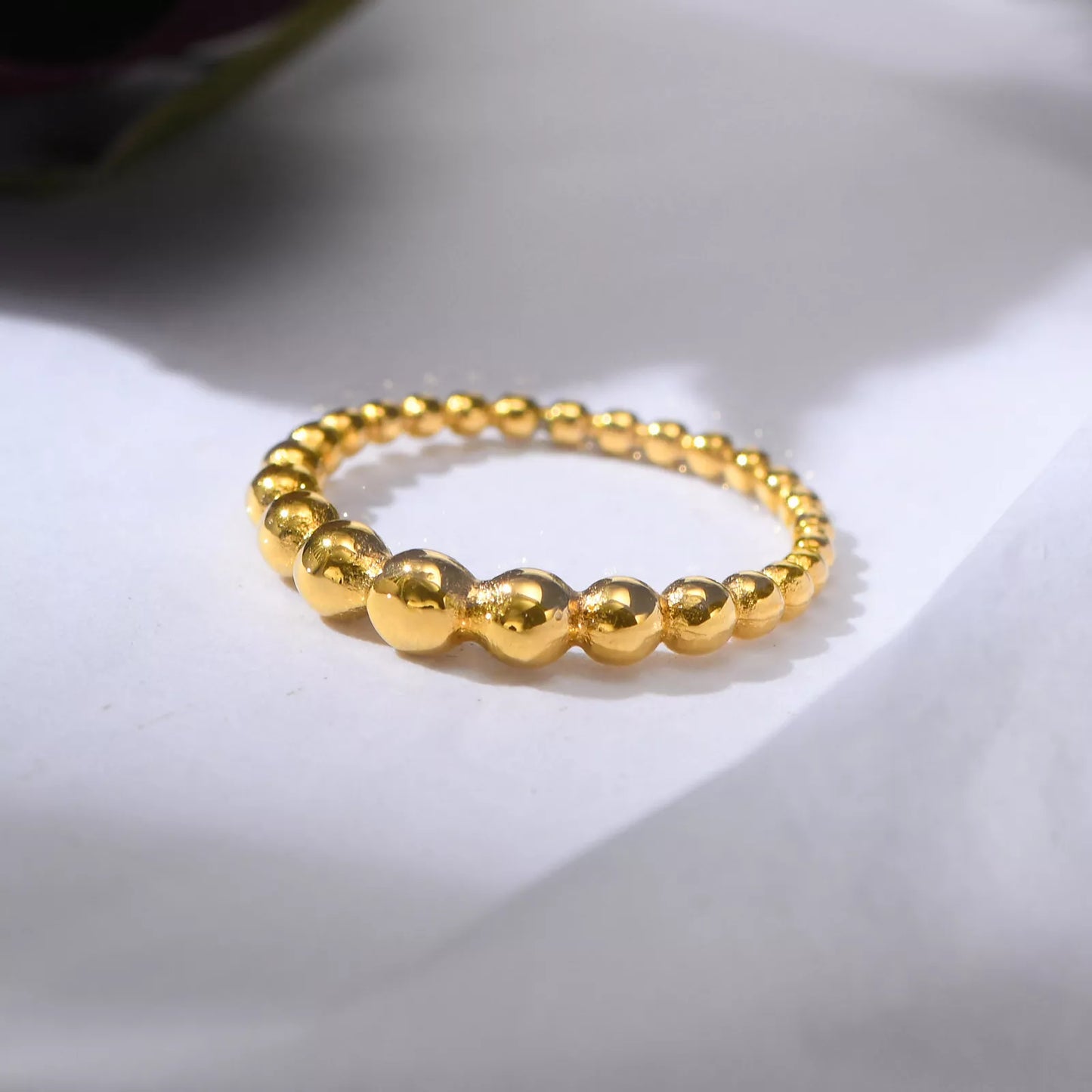Gold Beaded Stackable Ring for Women