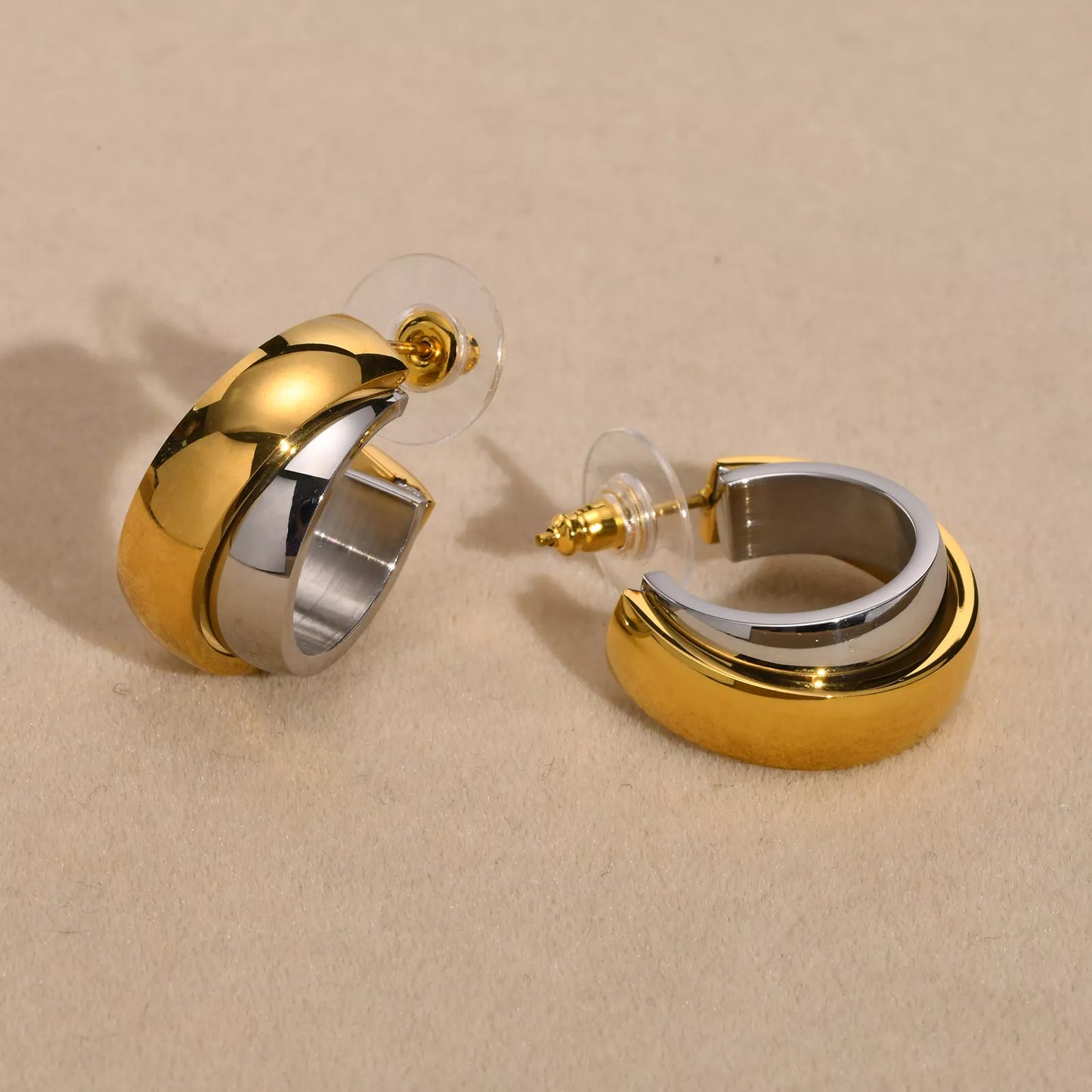 Chic Minimalist C-Shaped Gold Hoop Earrings