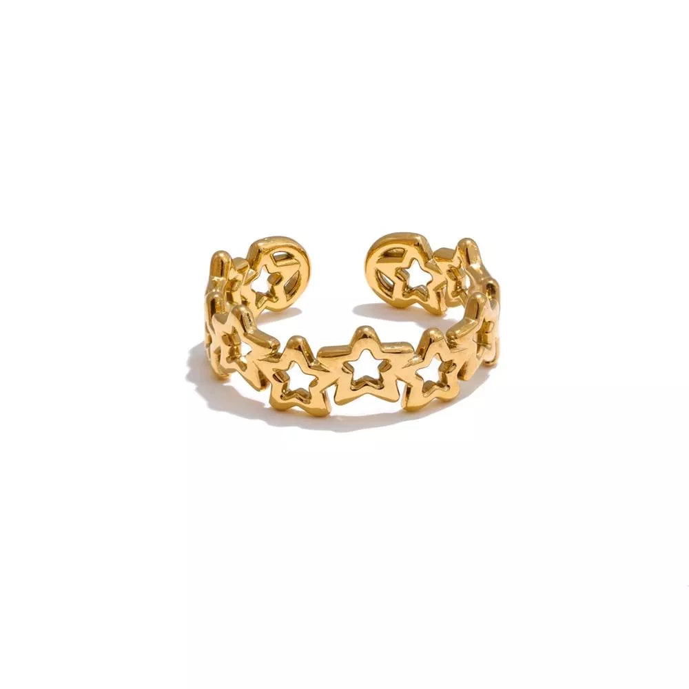 Adjustable Stainless Steel Star Hollow Open Ring