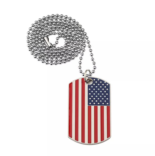 USA Flag Hip Hop Pendant Necklace