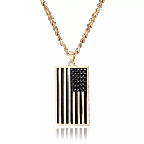 USA Flag Dog Tag Necklace – Stainless Steel Pendant for Men and Women