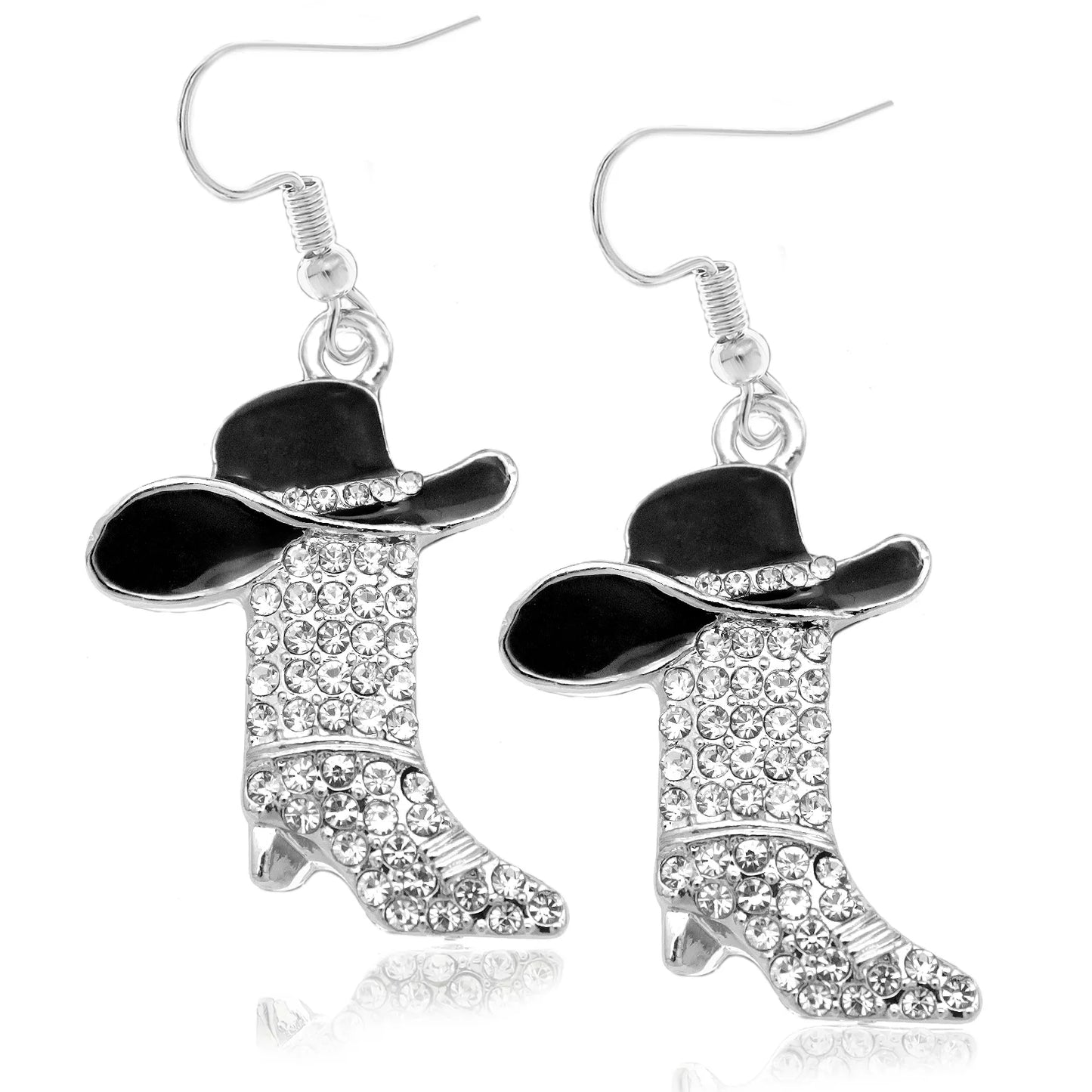 Enamel Cowgirl Hat and Boots Earrings
