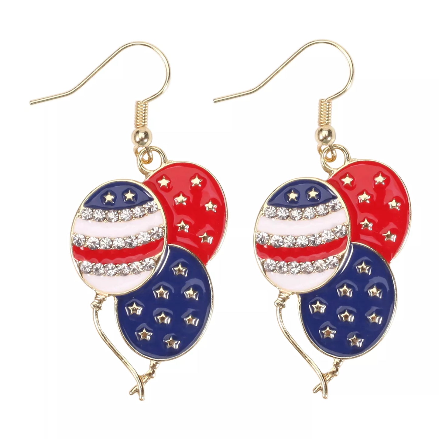 American Flag Heart & Star Dangle Earrings