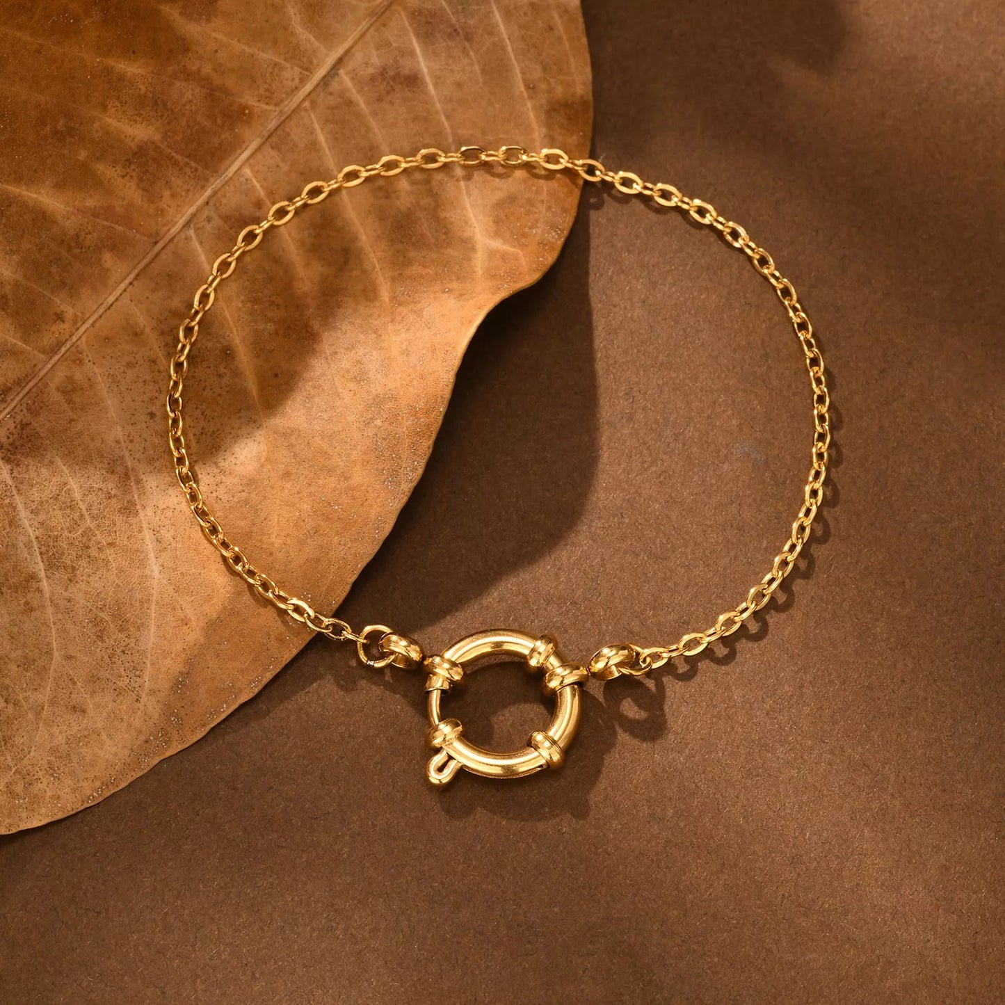 Gold Stainless Steel Small Square Chain Bracelet for Women, Trendy Daily Jewelry