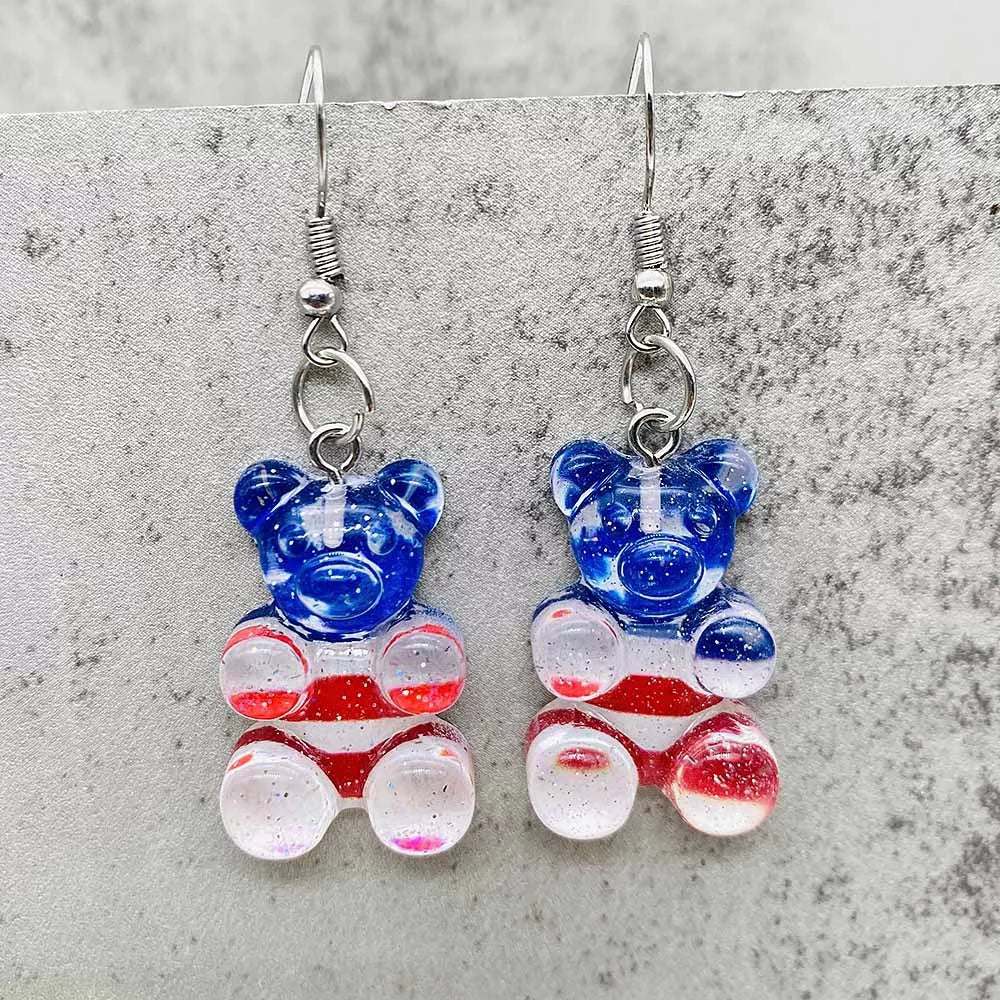 4th of July Patriotic Drop Earrings – American Flag Sunflower Acrylic Jewelry