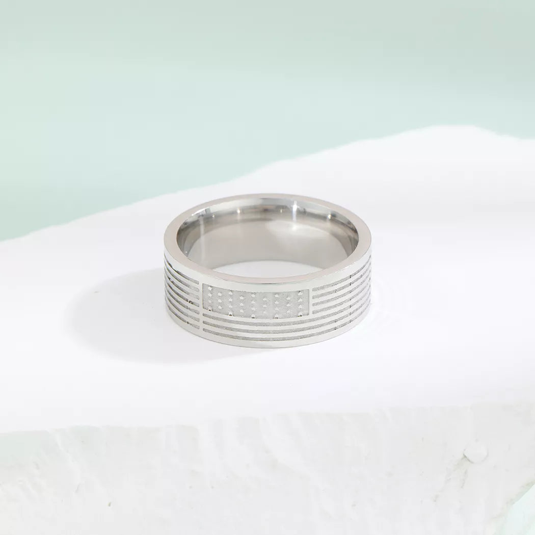 Men’s 4th of July Stainless Steel American Flag Ring – USA Patriotic Band