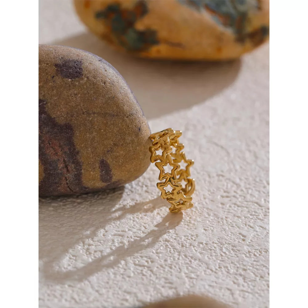 Adjustable Stainless Steel Star Hollow Open Ring