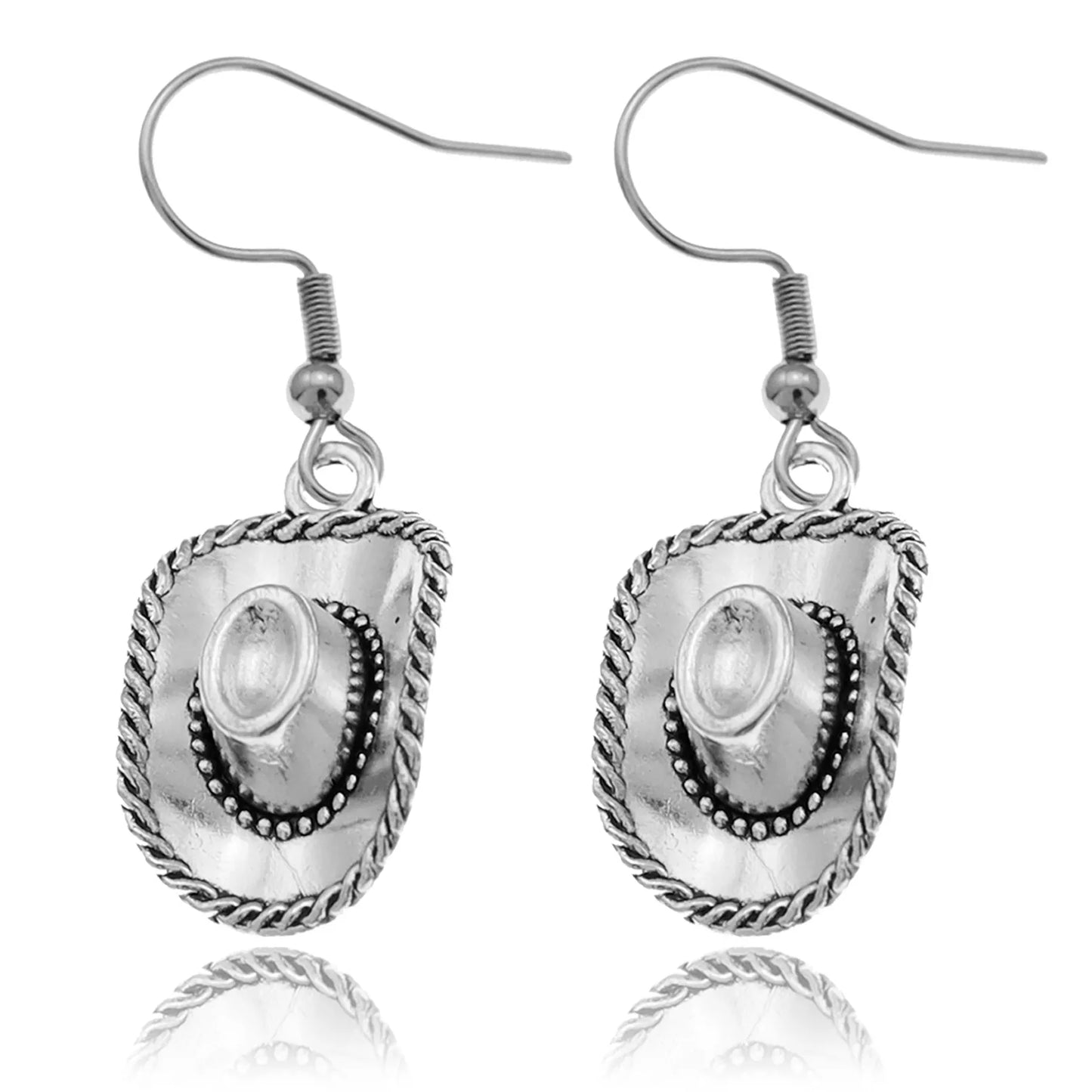 Western Cowboy Hat Drop Earrings