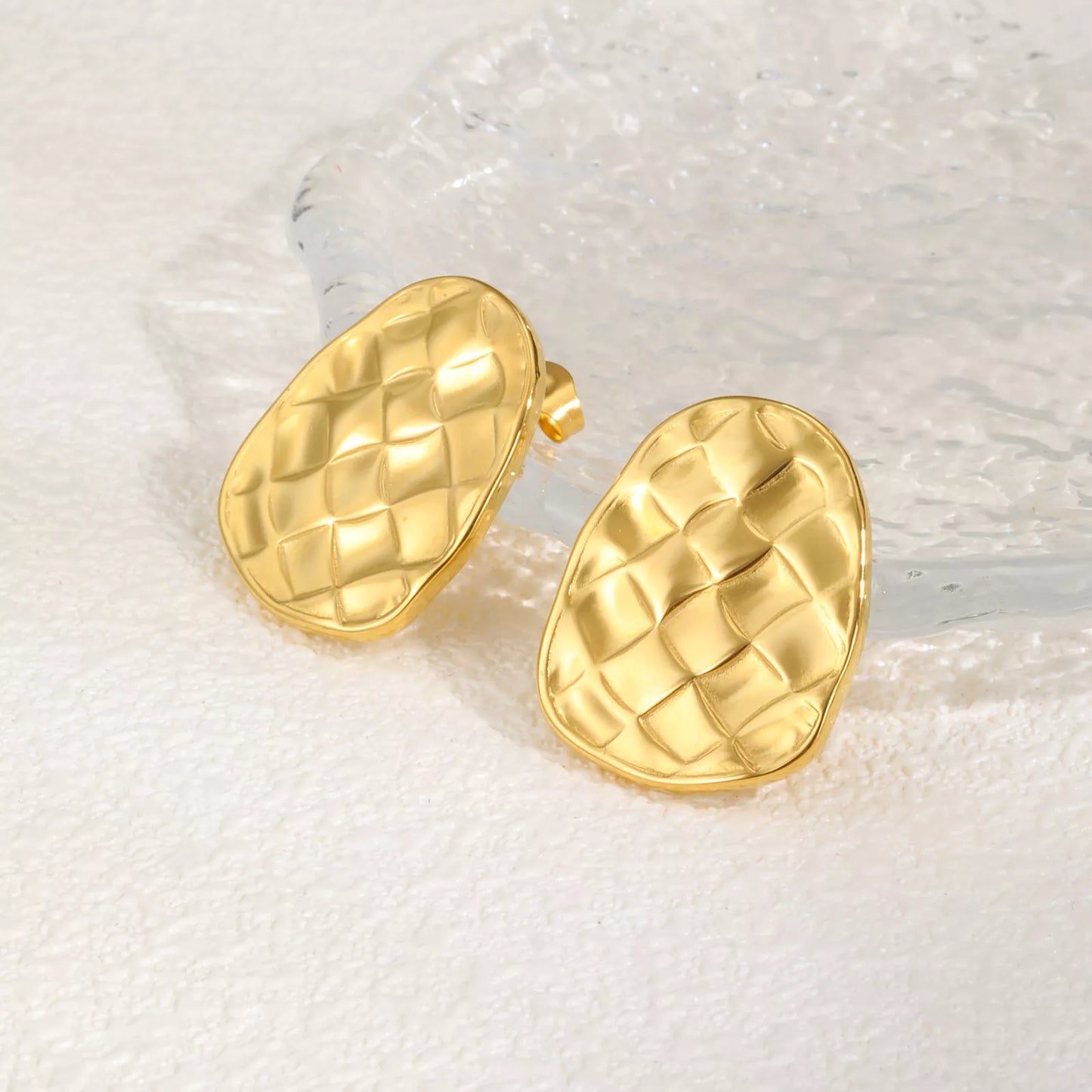 Gold Braided Stud Earrings for Women