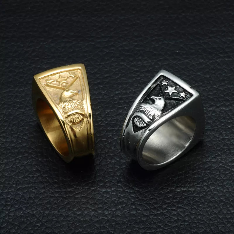 Men’s Retro American Eagle Titanium Steel Ring