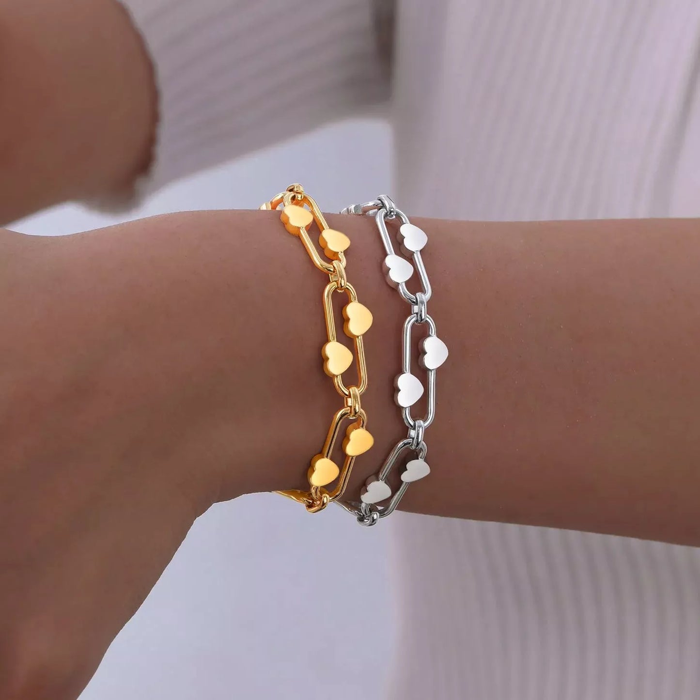 Dainty Heart Charm Bracelet for Women – Stainless Steel, Waterproof, Minimalist