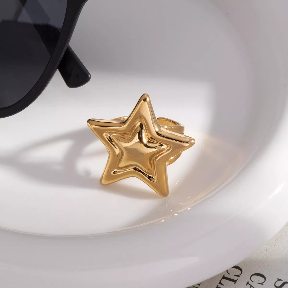 Gold and Silver Stainless Steel Star Ring – Dual Tone Fashion Statement