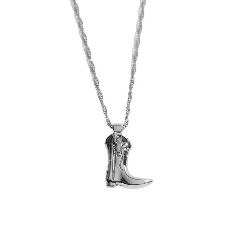 Gold Plated Cowboy Boots Pendant Necklace for Women