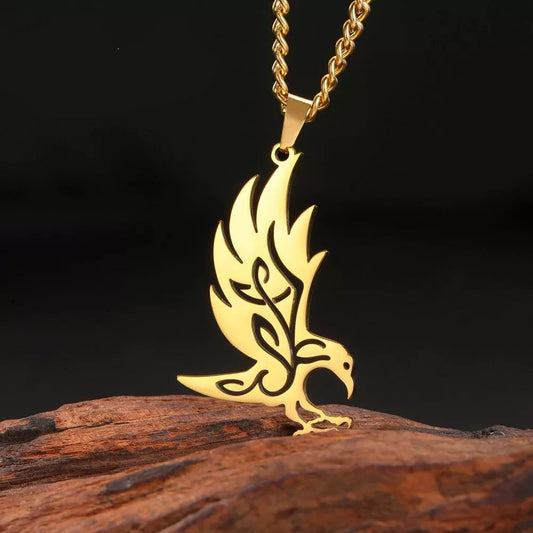Freedom Eagle Pendant Necklace – Gold Stainless Steel Chain