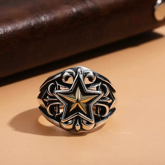 Retro Golden Cross Star Adjustable Ring for Men & Women
