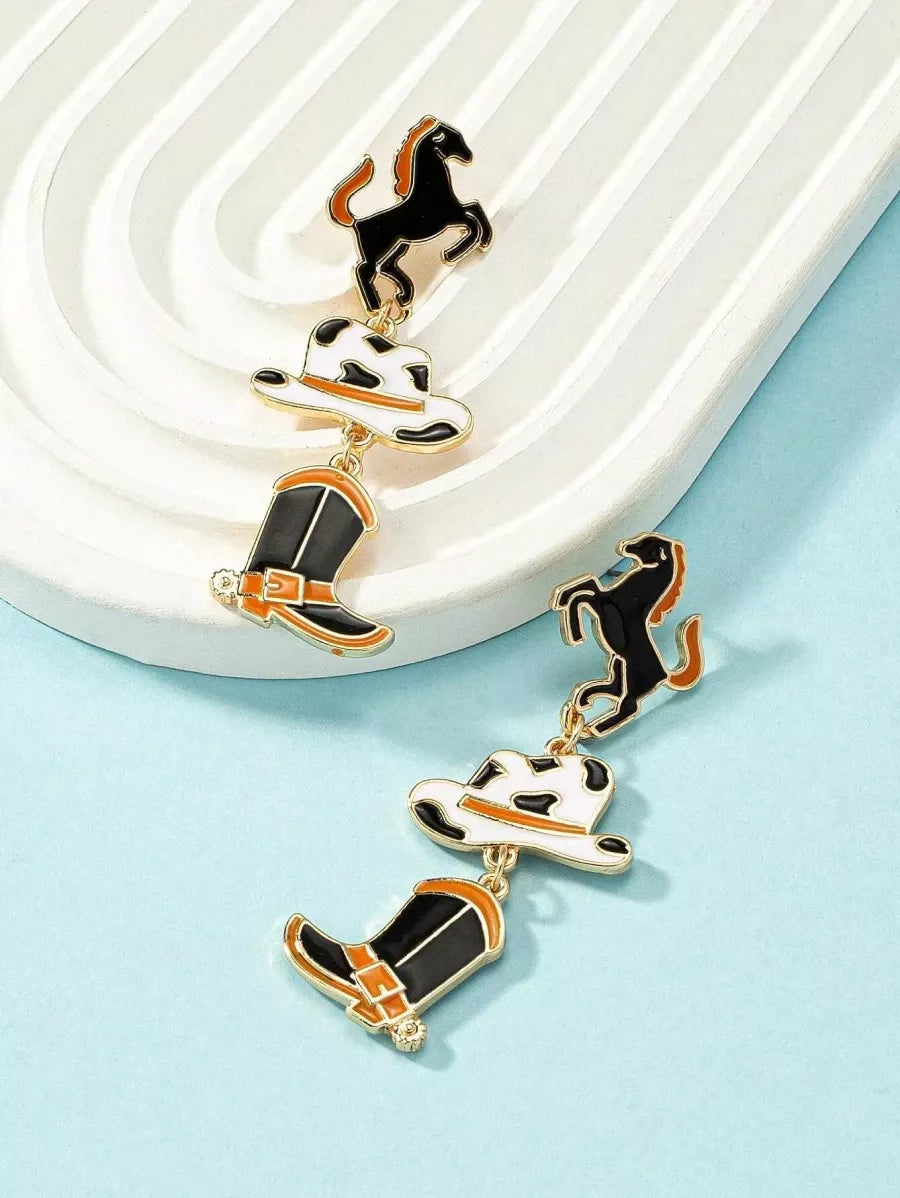 Western Cowboy Hat & Boots Drop Earrings – Vintage Western Style Jewelry