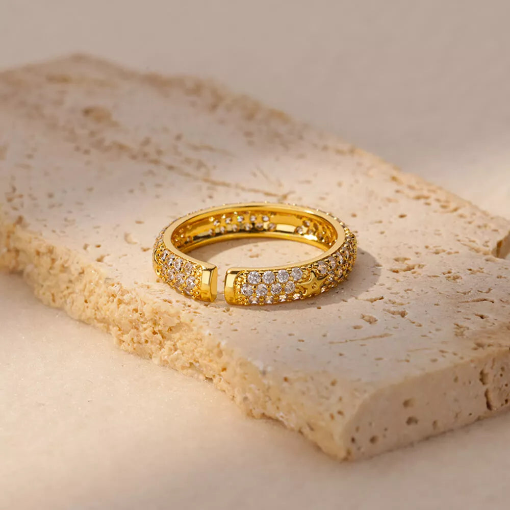 Geometric Gold Zircon Ring
