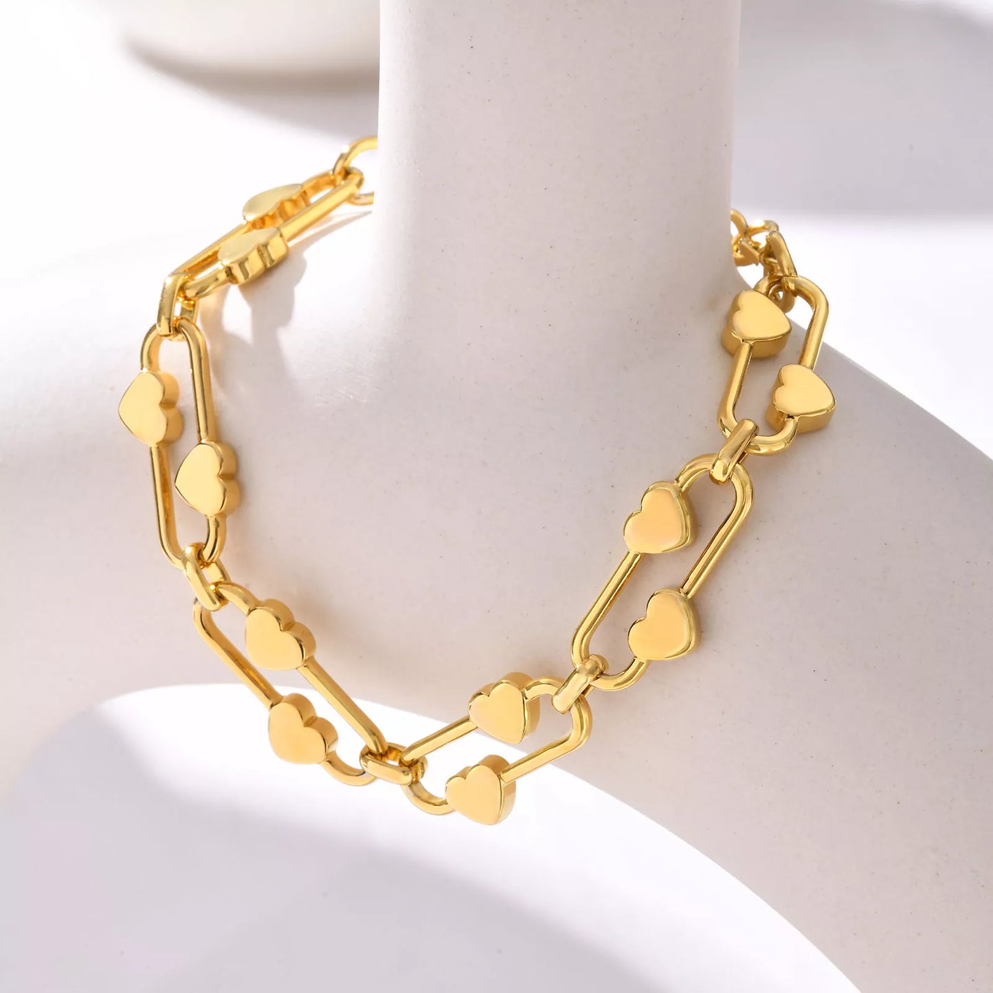 Dainty Heart Charm Bracelet for Women – Stainless Steel, Waterproof, Minimalist