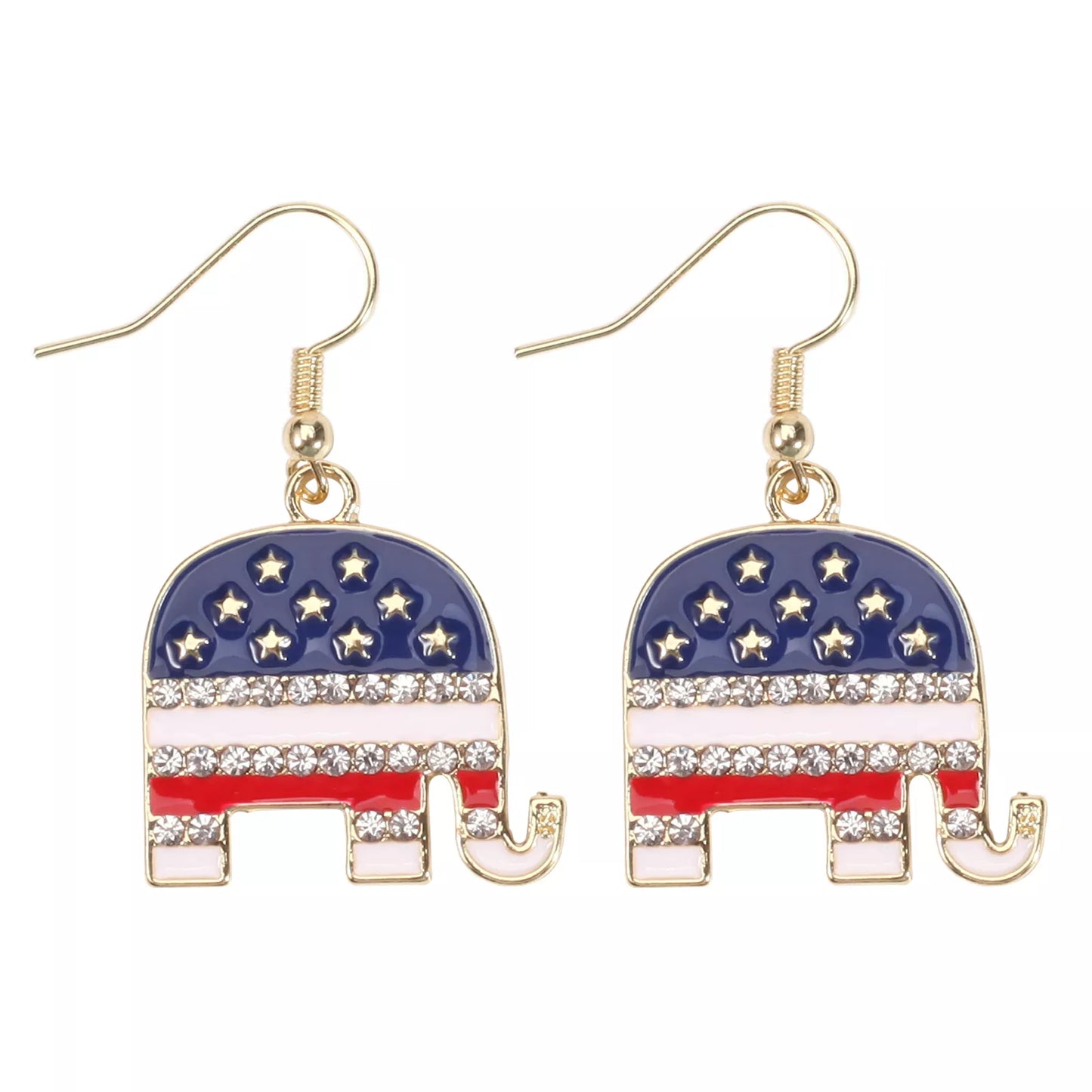 American Flag Heart & Star Dangle Earrings