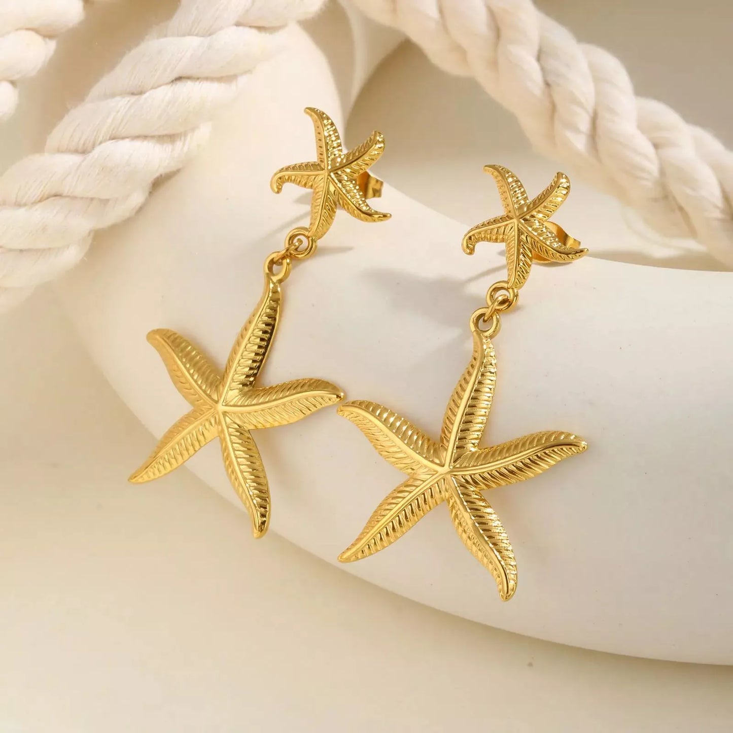 18K Gold Plated Starfish Stud Earrings