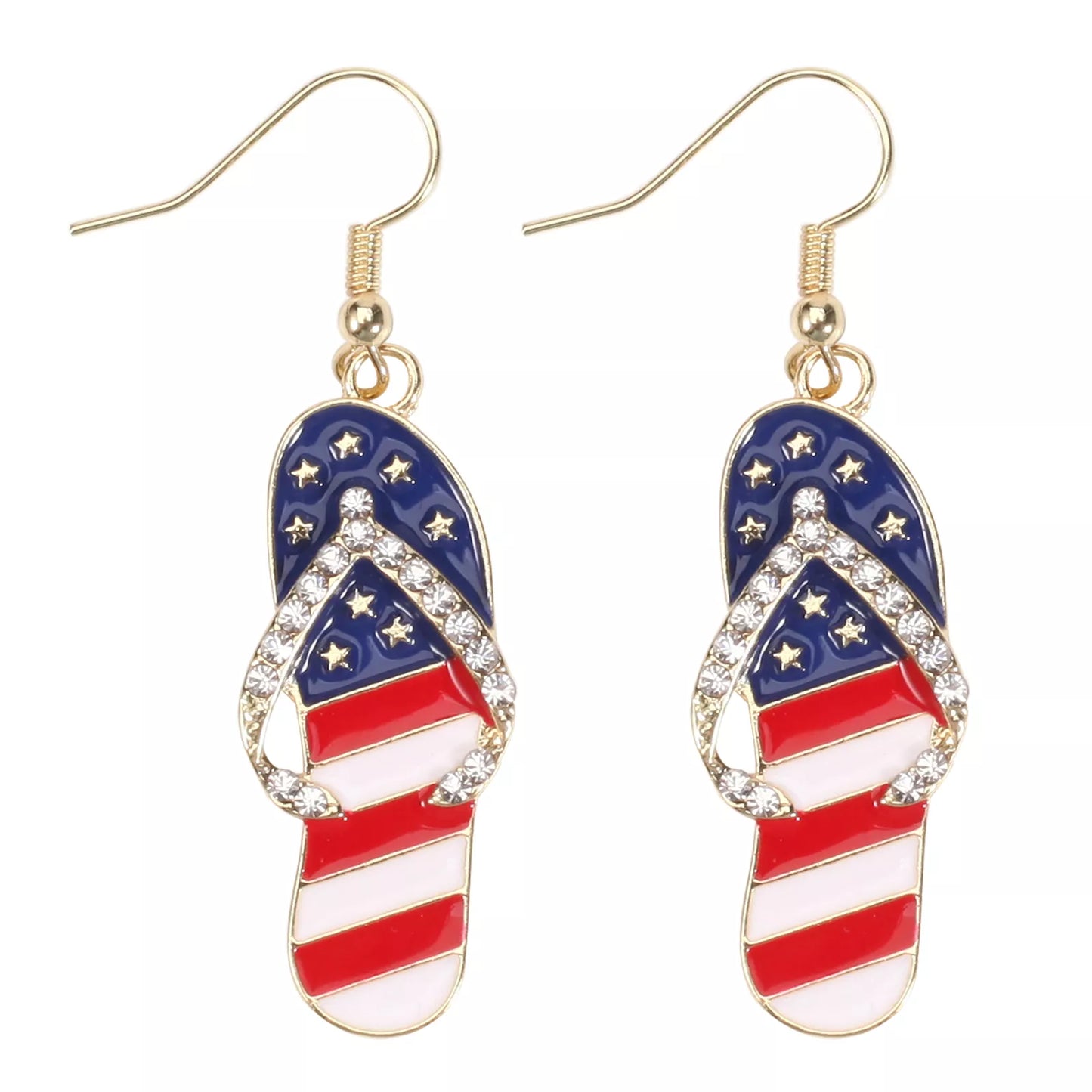 American Flag Heart & Star Dangle Earrings