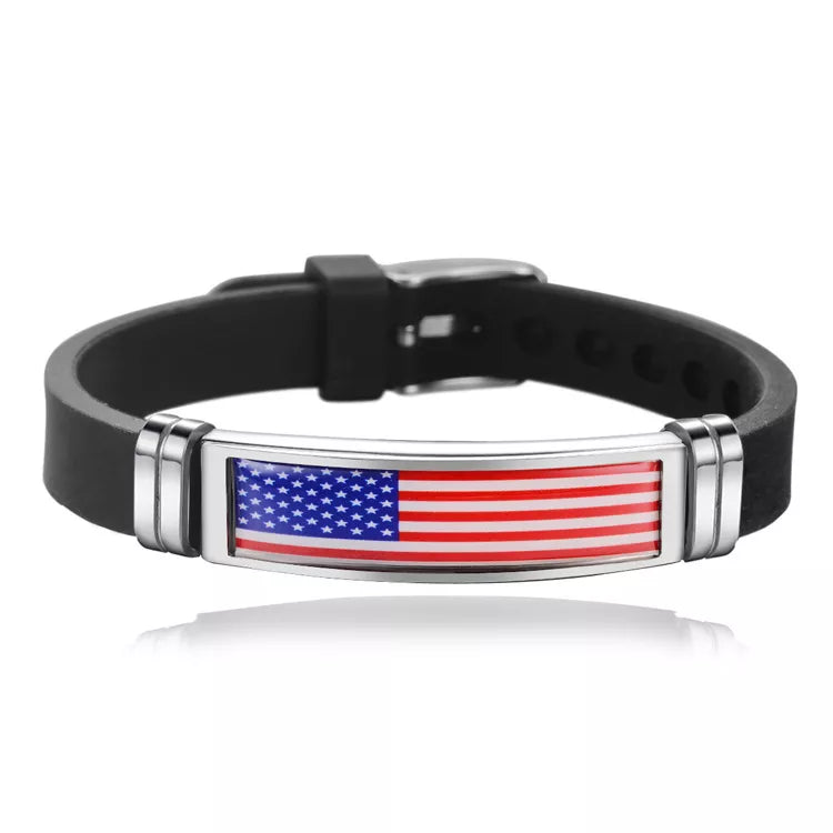 Patriotic Silicone Flag Bracelet for Men – 10 Countries Available