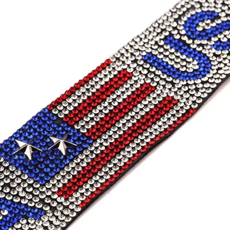 USA Flag Rhinestone Bracelet – Patriotic Hip Hop Bangle for Men & Women