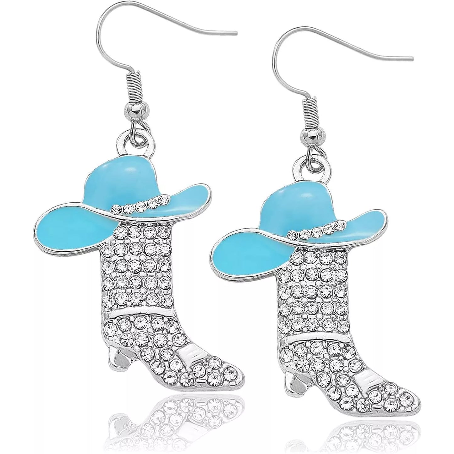 Enamel Cowgirl Hat and Boots Earrings