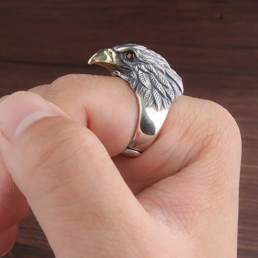 925 Sterling Silver Eagle Adjustable Ring
